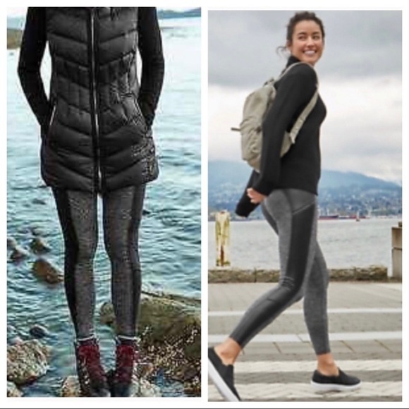 Athleta Herringbone Luxe Metro Drifter Leggings Black Gray Medium EUC - Picture 1 of 12